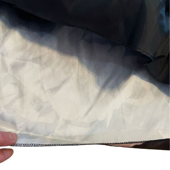 Xscape Off Shoulder Gown Black Pink Illusion Floral Print A Line Womens Size 22 - Picture 11 of 12